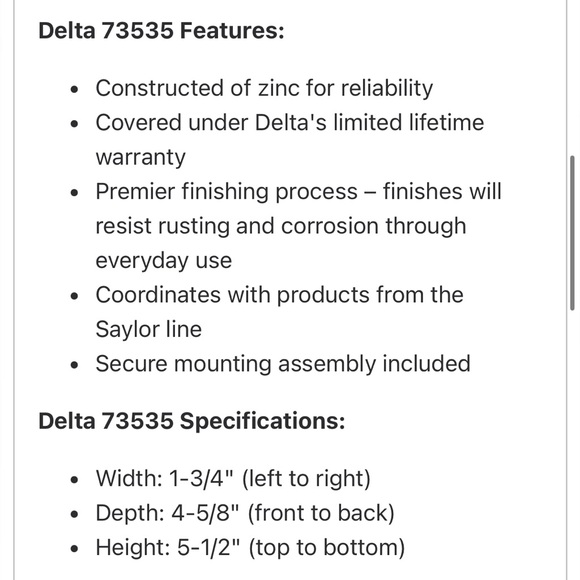 Delta Saylor Matte Black Double Robe Towel Hook New in Box - Picture 2 of 2